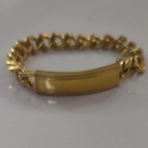 Speidel Stainless Steel Gold Plated Monogram ID Chain Men's Bracelet